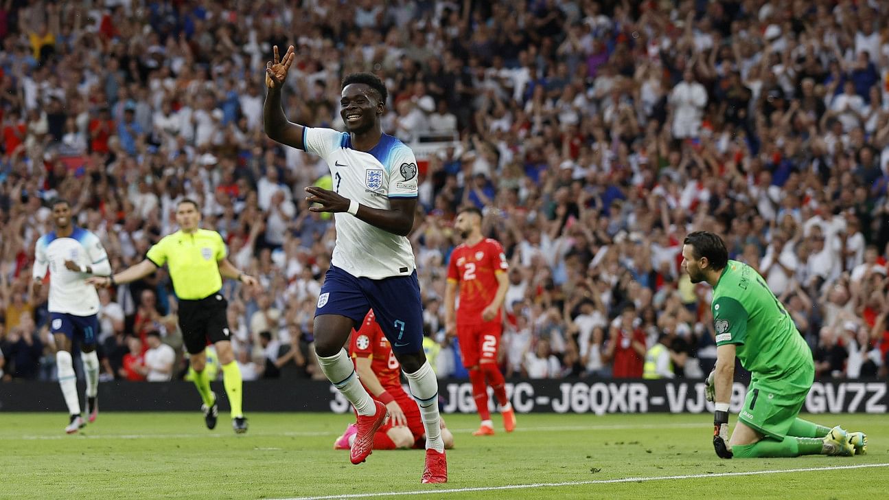 Saka treble helps england thrash north macedonia 8a84b7b