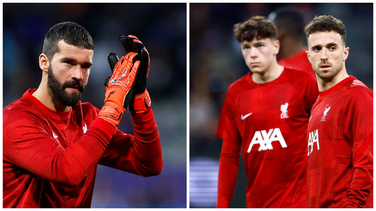 Liverpool's alisson and jota face spell on sidelines0