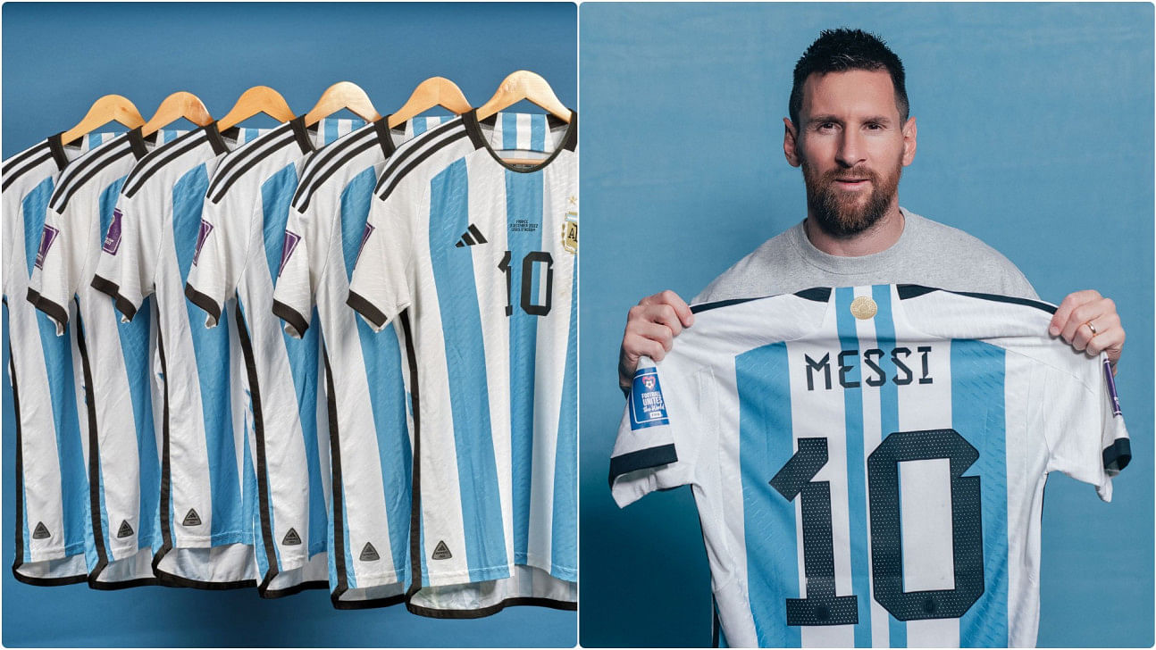Shirts worn by messi at world cup sell for $7. 8 mn0